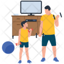 Physical Fitness Training Father And Son Icon