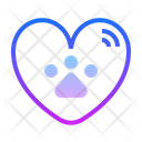 Heart With Dog Paw Animal Footprint Icon