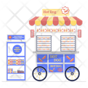 Hot Dog Cart Sausages Fast Food Icon