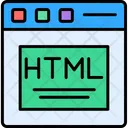 HTML Code Icon - Download in Colored Outline Style