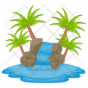 Island Of Waterfall Tropical Island Summer Island Icon