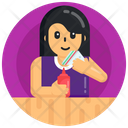 Foodie Girl Eating Meal Ketchup Icon