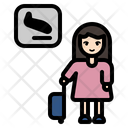 Landing Plane Woman Tourist Airport Icon