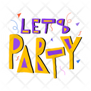 Lets Party Letters Typography Icon