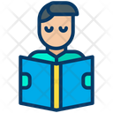 Student Male Student Reading Book Icon