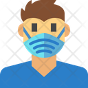 Man Wear Hygienic Mask Icon