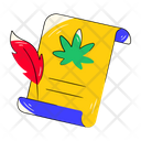 Manuscript with weed leaf symbol, sticker vector in flat style  Icon