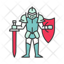 Medieval Knight With Shield And Sword Icon