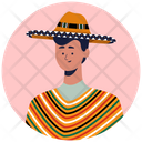 Mexican Poncho Dress Mexican Wearing Traditional Clothes Icon