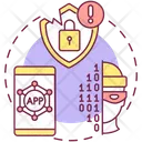 Mobile banking app vulnerability Icon - Download in Colored Outline Style