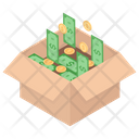 Money Box Dollar Cardboard Savings Icon