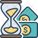 Money Stack And Sand Clock Icon