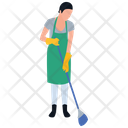 Mopping Girl Housekeeping House Cleaning Icon
