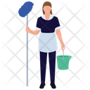 Mopping Girl Housekeeping House Cleaning Icon