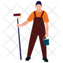 Mopping Man Housekeeping House Cleaning Icon