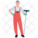 Mopping Man Housekeeping House Cleaning Icon