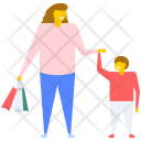 Mother and Kids Shopping Icon