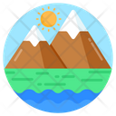 Snowy Mountain Hills Station Mountain Landscape Icon