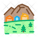 Mountain Village Camping Icon