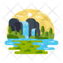 Mountains Waterfall Icon