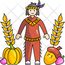 Native Americal Pumpkin Thanksgiving Icon