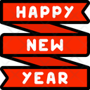 New Year Banner Celebration Holidays Icon