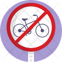 No Bicycle Sign Post Icon