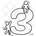 Numeric Number Three Mathematics Icon