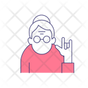 Old Woman Show Love You Gesture Icon