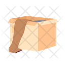 Open cardboard box with old unwanted clothes Icon