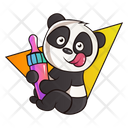 Panda with baby feeding bottle  Icon