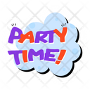 Party Time Letters Typography Icon