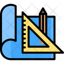 Pencil And Ruler Blueprint Design Icon