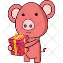 Pig Give Gift Box Icon