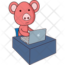 Pig Work On Laptop Icon