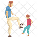 Playing Football Football Game Father Son Icon
