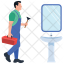Plumber Technician Repairing Man Icon