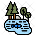Pond Lake Lagoon Forest Water Icon