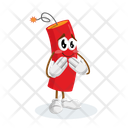 Logotipo De Dinamita Mascota Con Pose Avergonzada Expresion Icono
