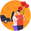 Pre Wedding Dating Couple Couple With Balloons Icon
