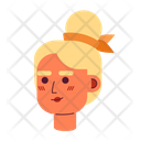 Pretty blonde woman with bun hairstyle  Icon