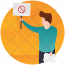 Protesting Man Placard Stick Banner Icon