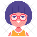 Girl Glasses Happy Icon