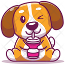 Puppy Drinking Soda Icon