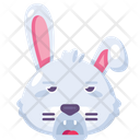 Rabbit cute animal boring expression emoji vector. Wild bunny face with open mouth and half-close eyes. Disdain, duh, huh and tired emotion. Pet contempt emoticon flat cartoon illustration  Icon