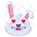 Rabbit with hearts in eyes expression emoji Icon