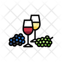 Red Wine Bottle Grape Bunch Icon