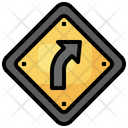 Right Turn Regulation Road Signs Icon