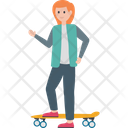Adventure Roller Skates Skateboarder Icon