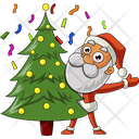 Santa Behind Christmas Tree Icon